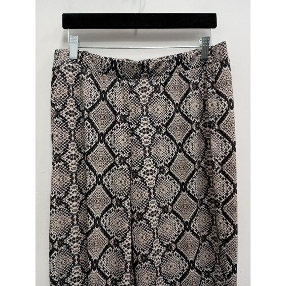 Boston Proper Womens Wide Leg Pants Size Large Brown Animal Print BOHO Vacation - Picture 3 of 9